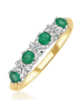 9K Yellow Gold Emerald and Diamond Ring with 0.28ct Emeralds
