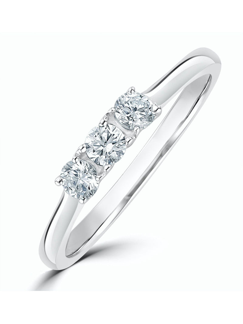 9K White Gold 0.25ct H/Si Lab Diamond Trilogy Ring