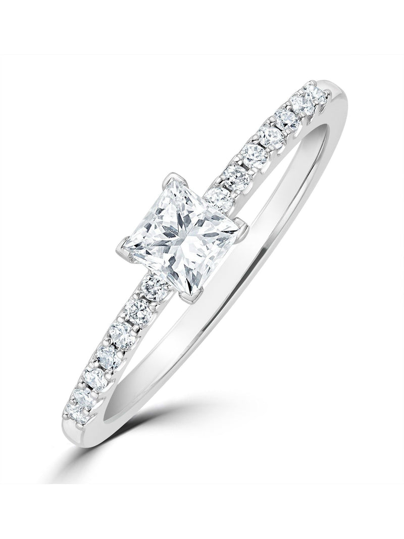 The Diamond Store 9K White Gold Princess Cut 0.25ct H/Si Lab Diamond Engagement Ring