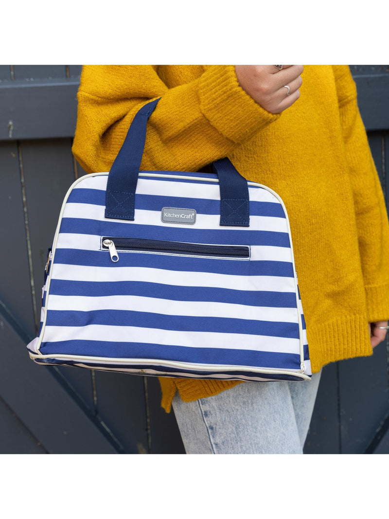 Kitchencraft blue insulated striped lunch cool bag 11.5L, UK version