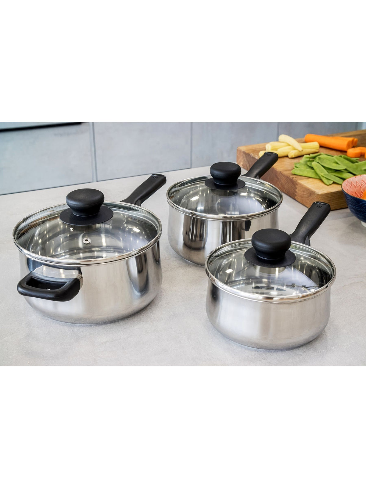 KitchenCraft silver extra-deep medium induction saucepan with lid - British product