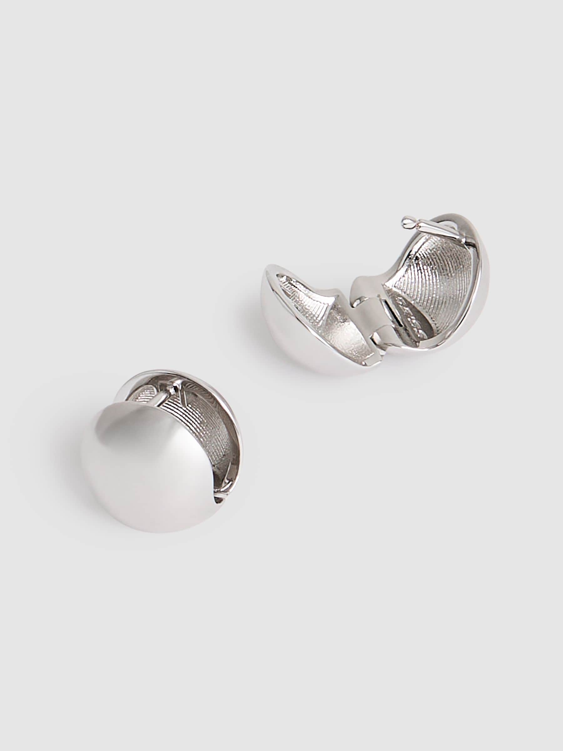 Reiss Silver Tone Pollie Polished Ball Huggie Earrings