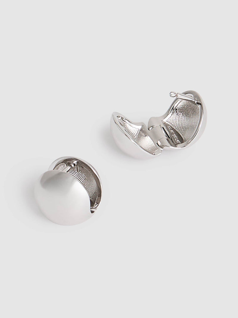 Reiss Silver Tone Pollie Polished Ball Huggie Earrings