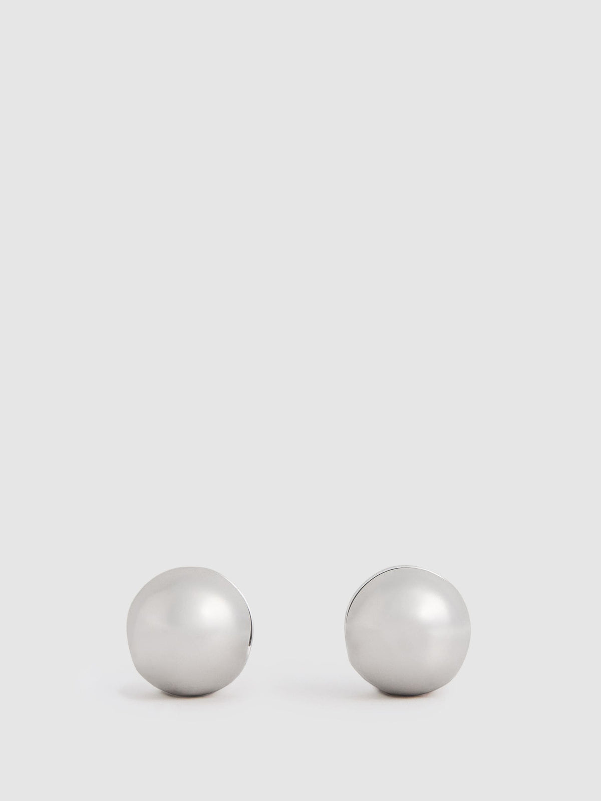 Reiss Silver Tone Pollie Polished Ball Huggie Earrings