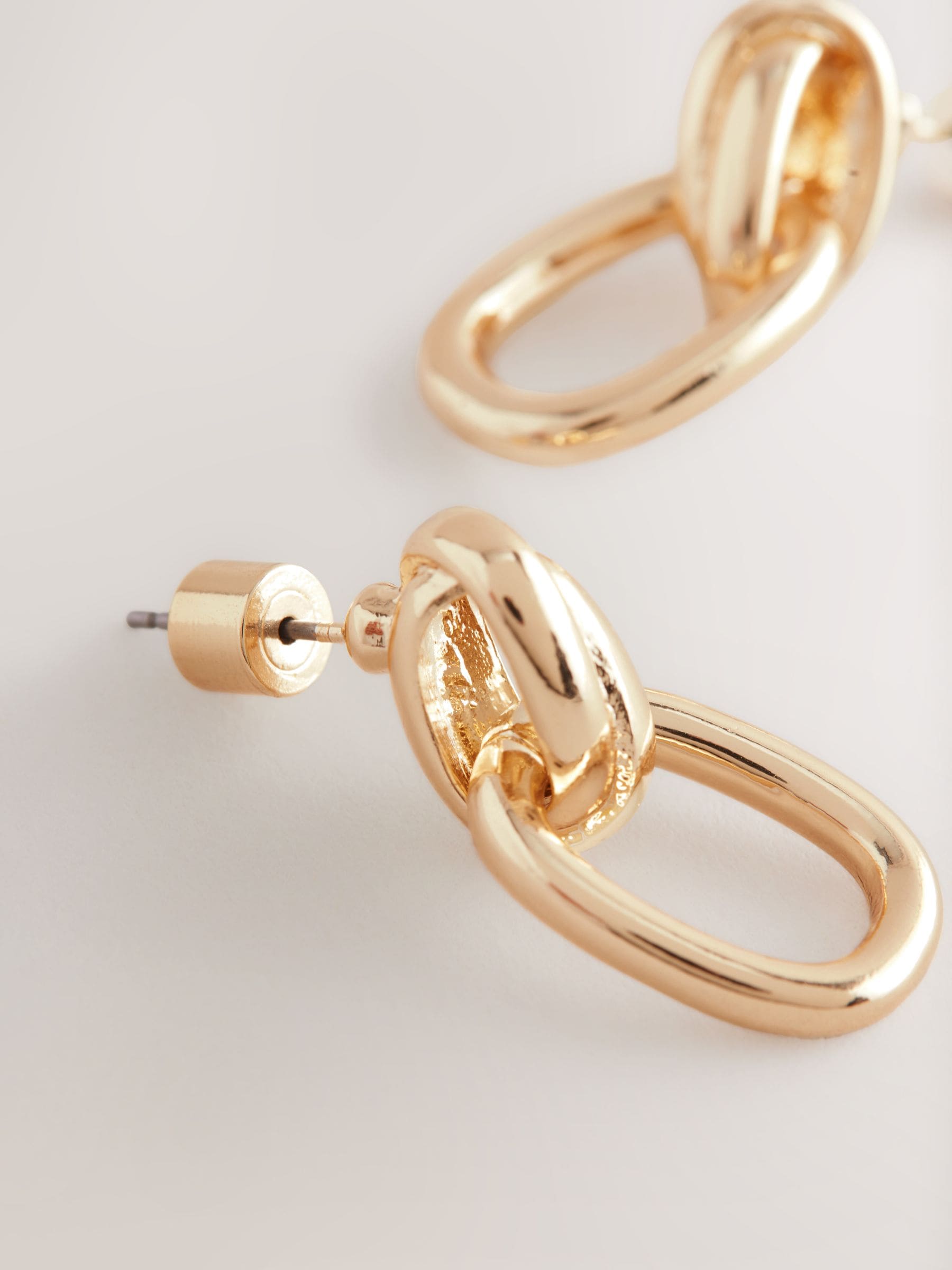 Gold Tone Door Knocker Stud Earrings