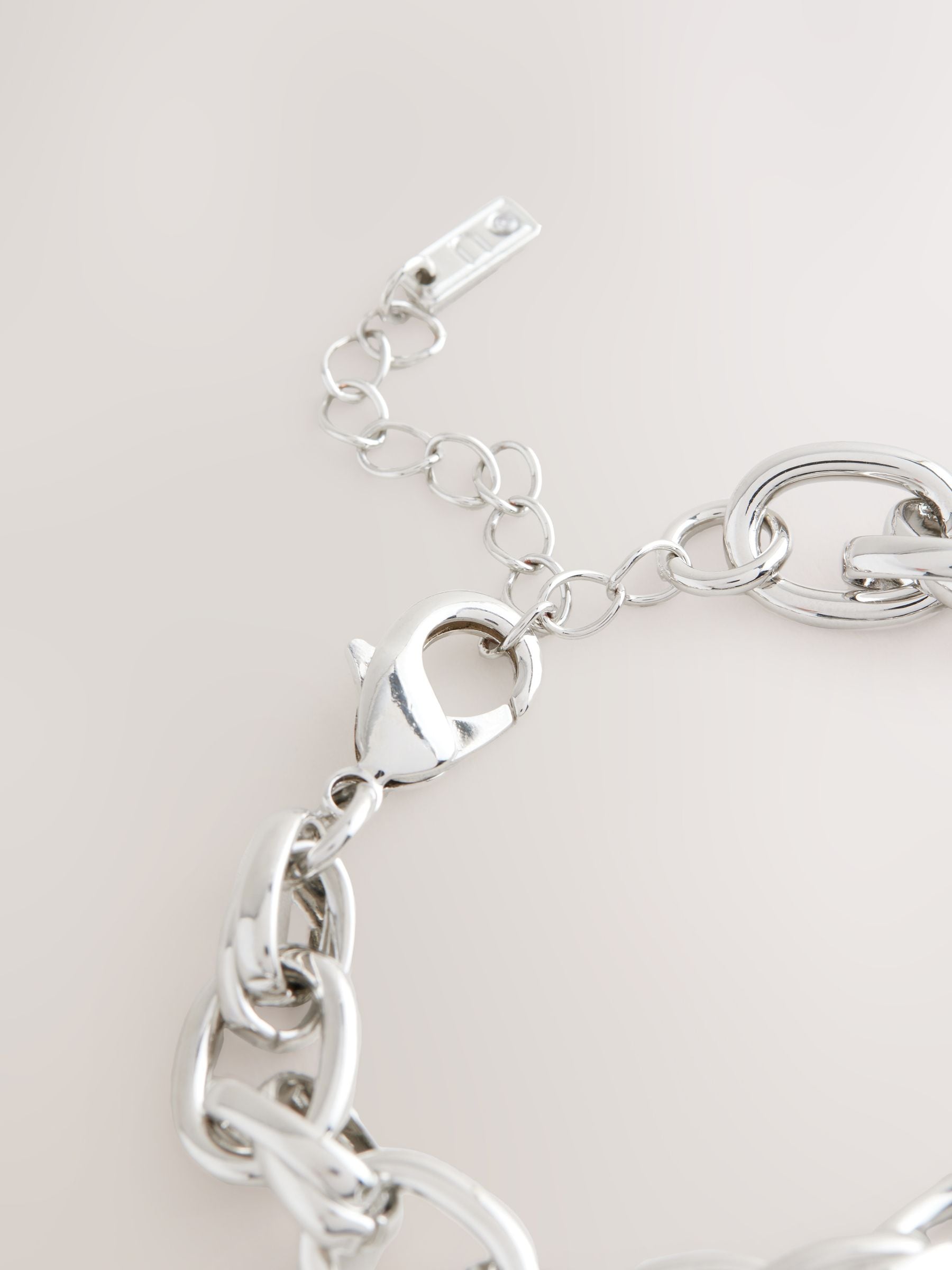 Silver Tone Double Link Chunky Chain Bracelet