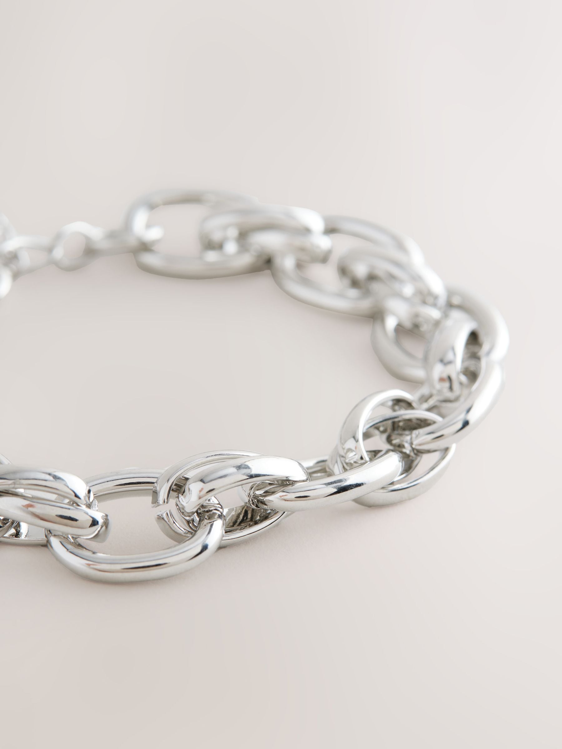 Silver Tone Double Link Chunky Chain Bracelet