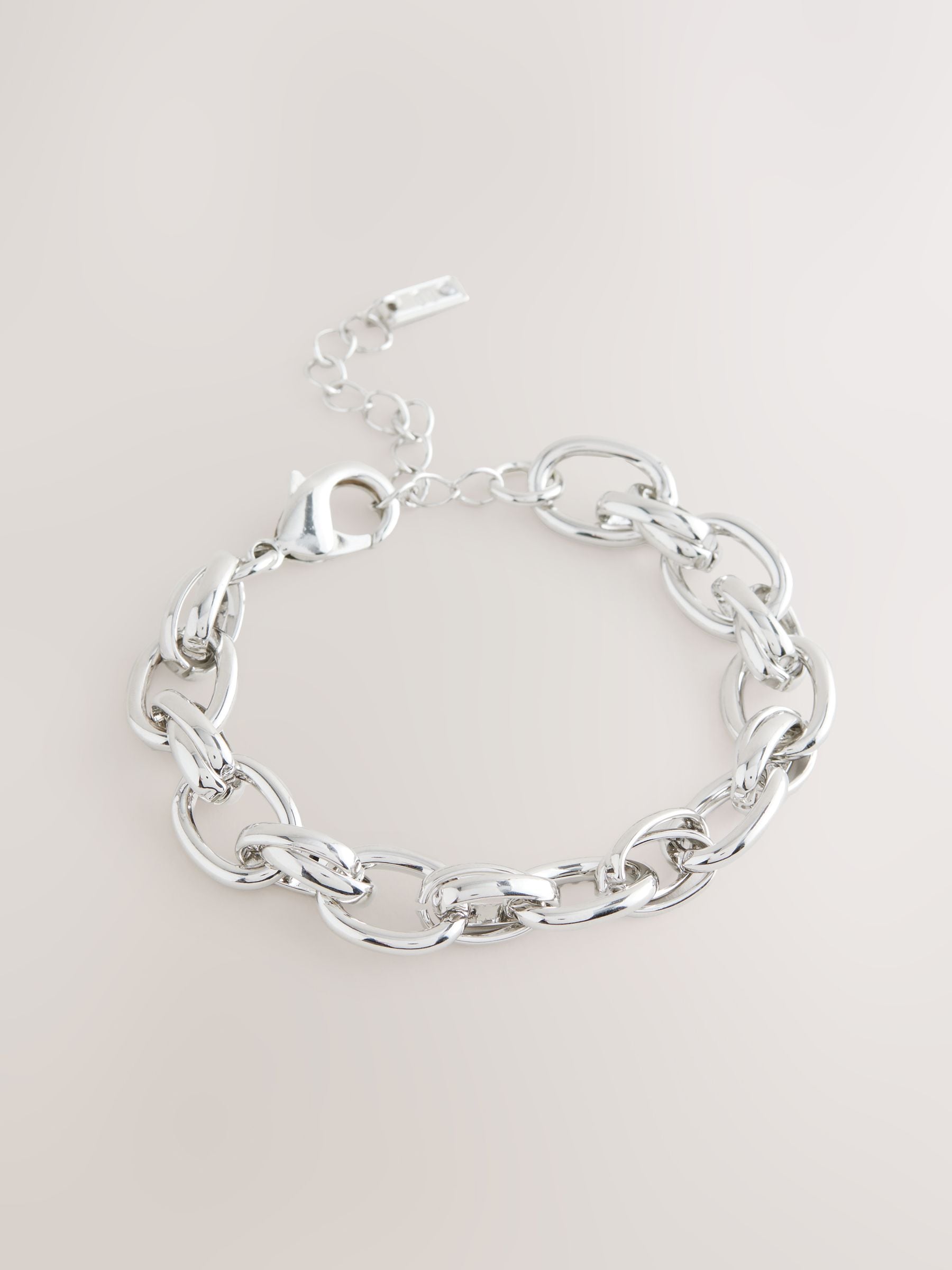 Silver Tone Double Link Chunky Chain Bracelet