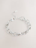 Silver Tone Double Link Chunky Chain Bracelet