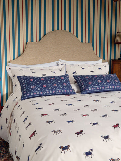 Joules Cream Dressage Horses Duvet Cover and Pillowcase Set