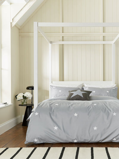 Helena Springfield Grey Tufted Star Duvet Cover and Pillowcase Set