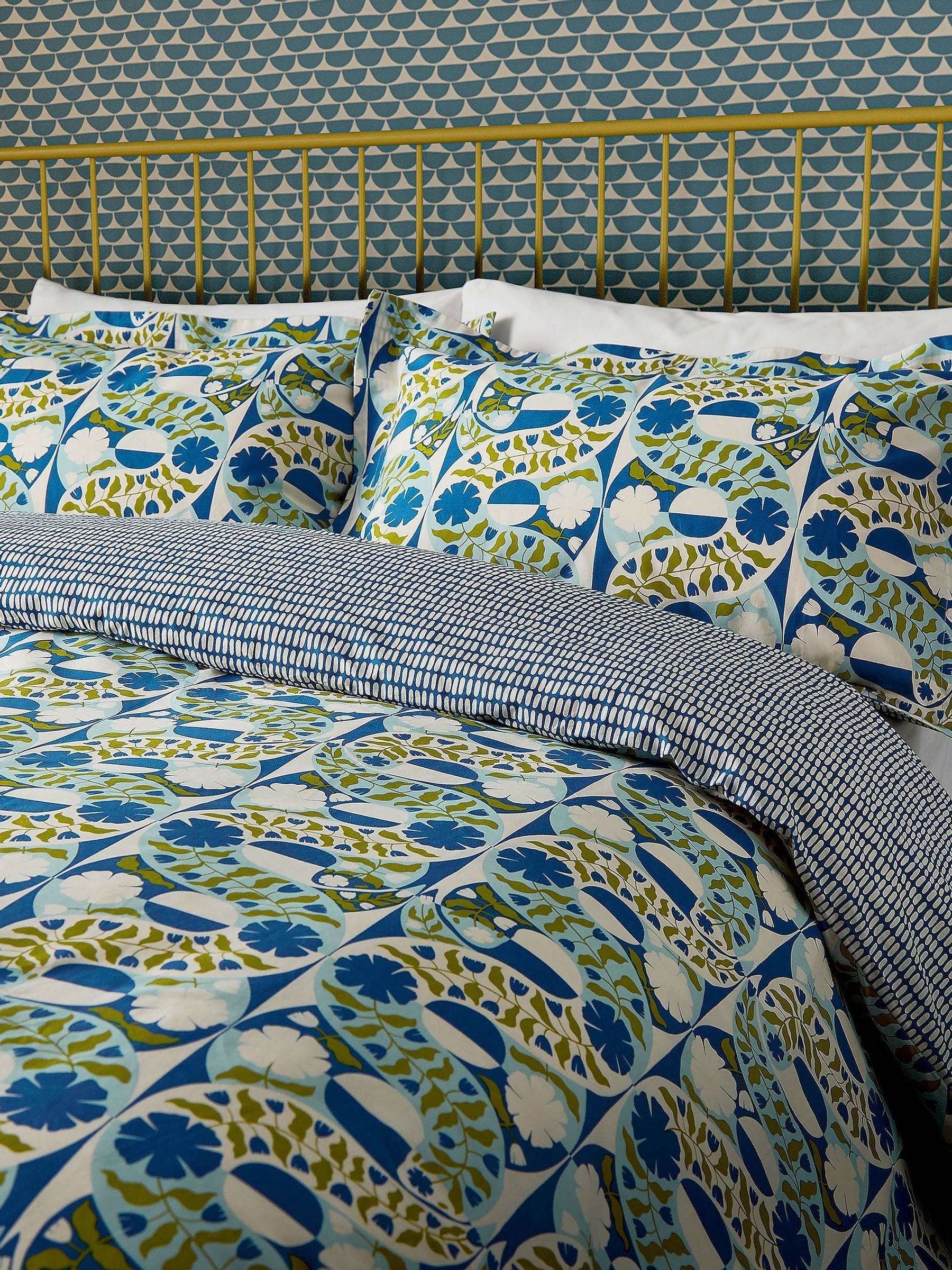 Scion Indigo Twist & Turn duvet cover and pillowcase set (British brand)