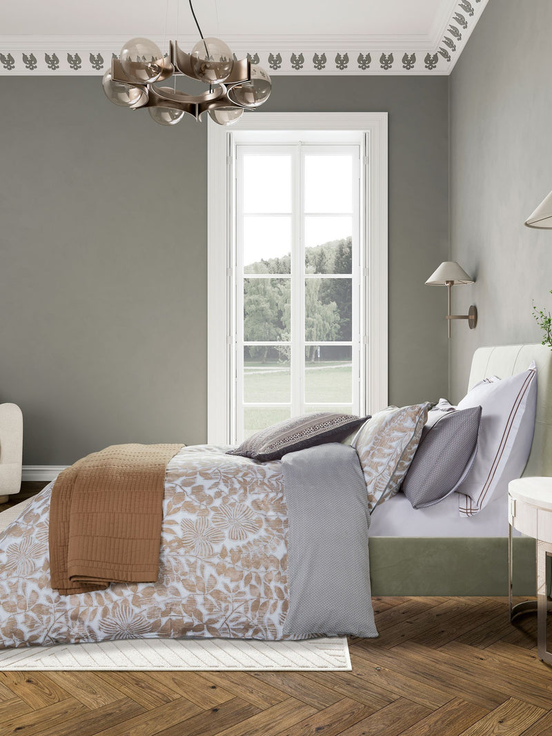 Bedeck of Belfast Charcoal Tan Zenda duvet cover and pillowcase set - British product