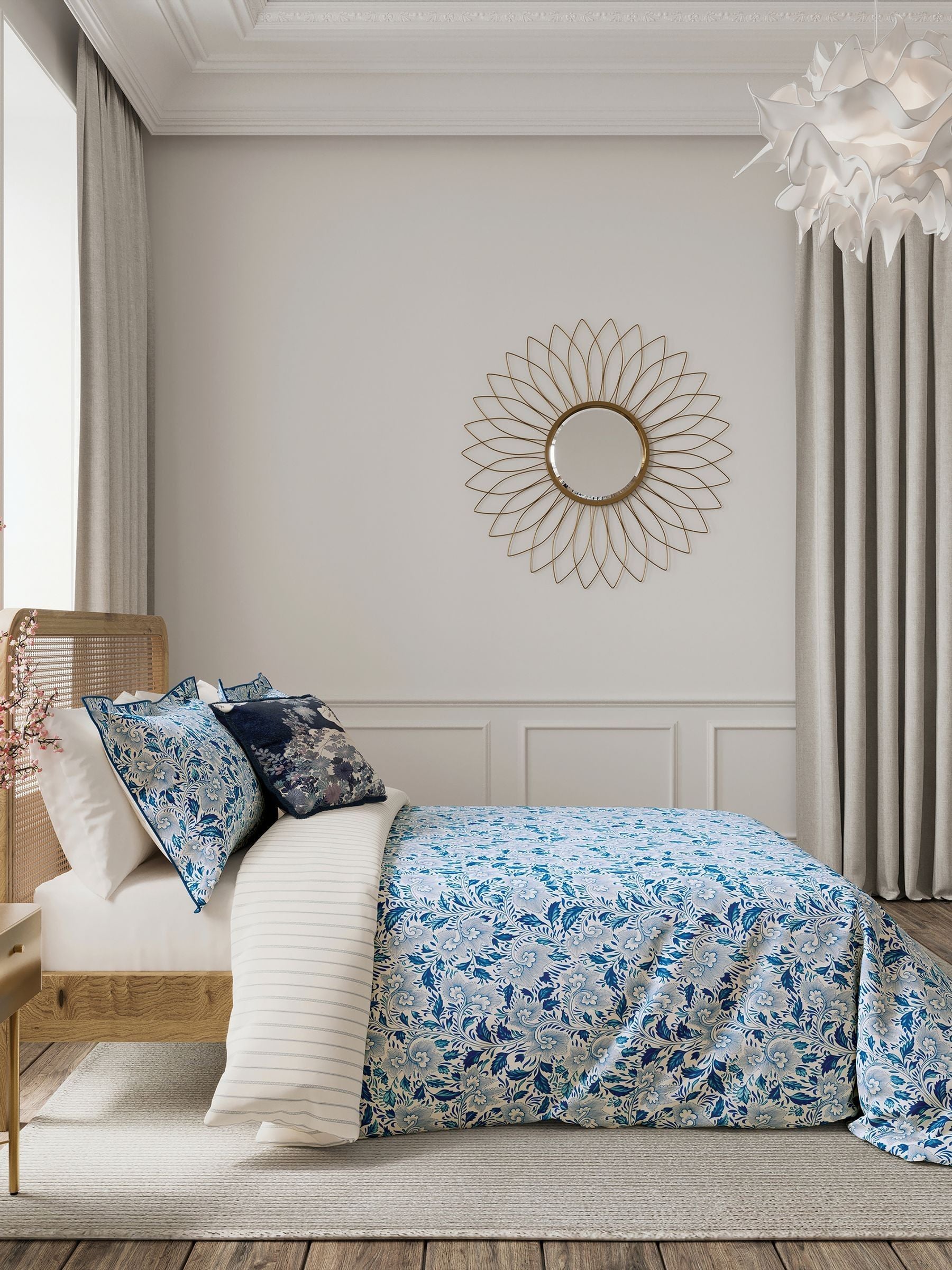 V&A Indigo Ornamental Bloom duvet set (British brand)