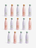 Pink lilac alphabet stainless steel water bottle 500ml, imported from the UK