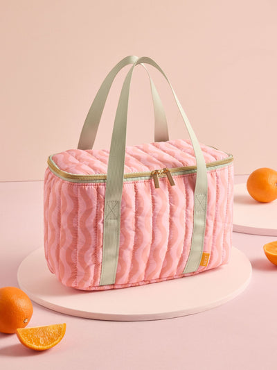 Pink/Green Wavy Pattern Lunch Bag