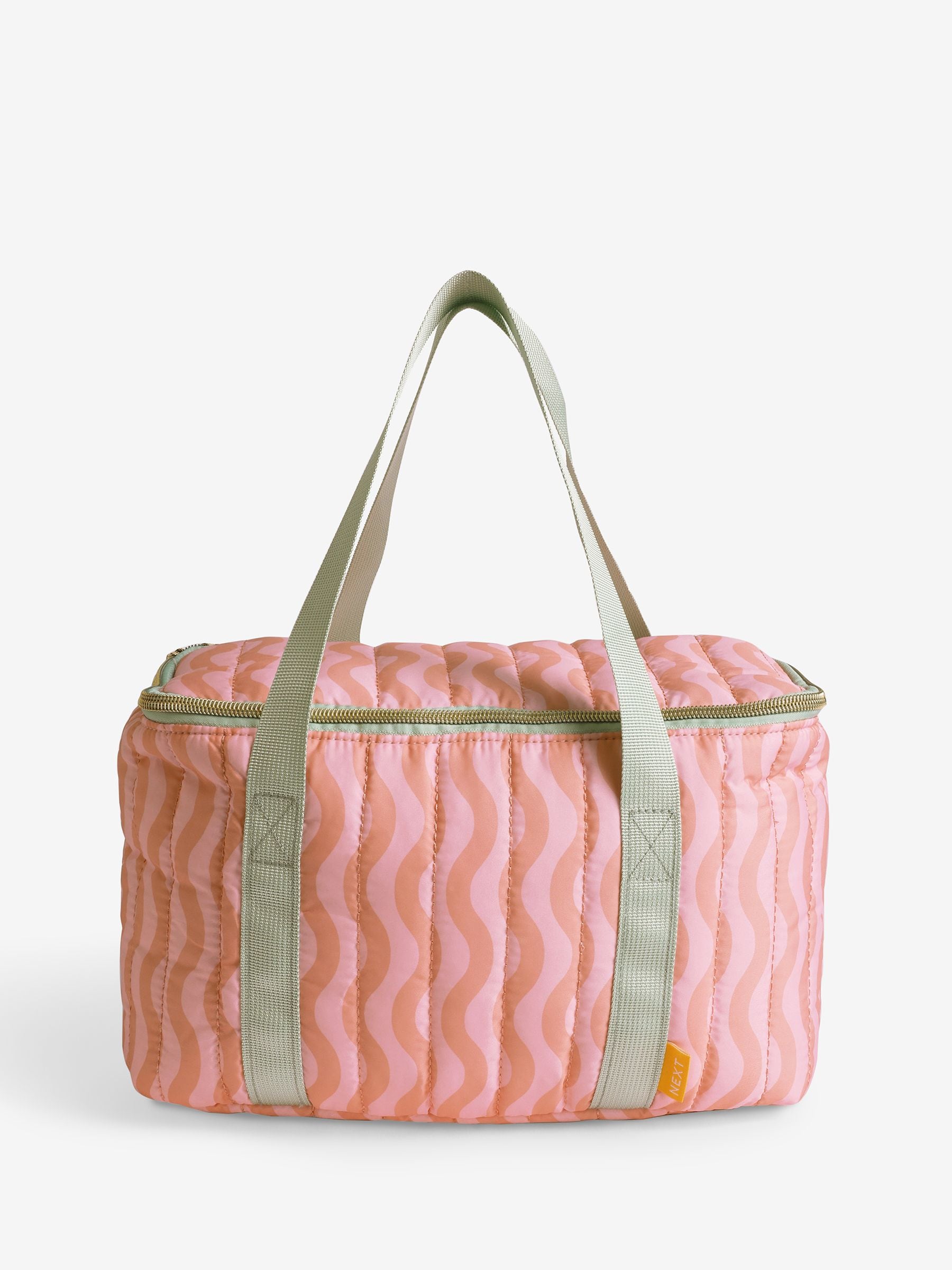 Pink and green wavy pattern lunch bag, imported from the UK