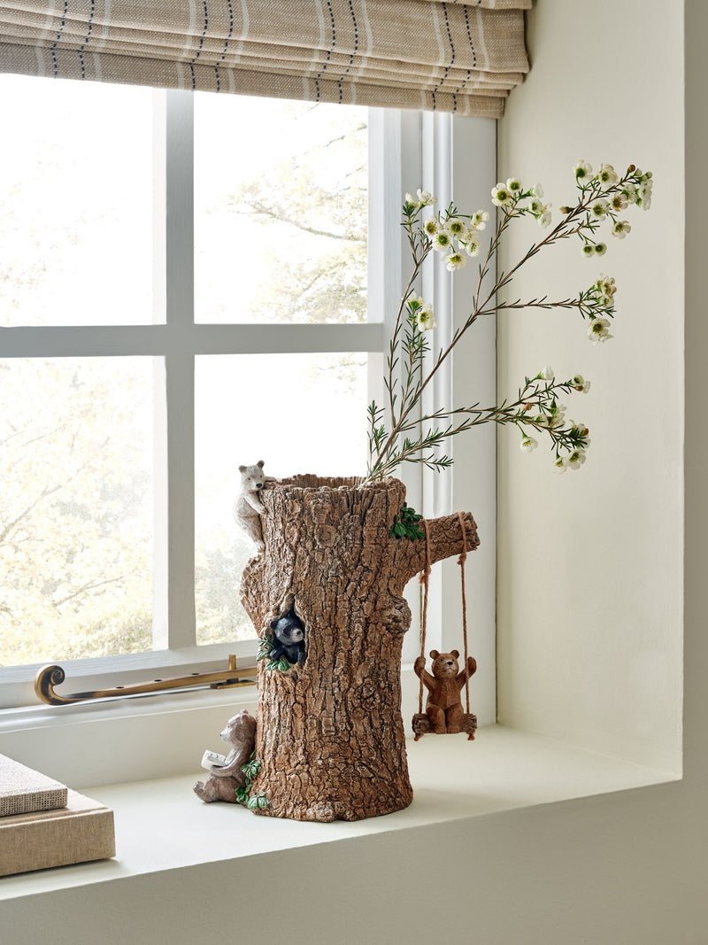 Brown Bertie Bear and Friends tree vase 30cm height - British product