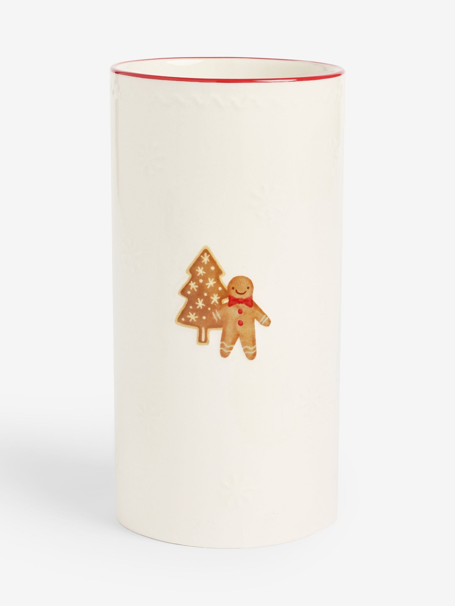 White Christmas gingerbread embossed ceramic vase 10x10x20cm (British brand)