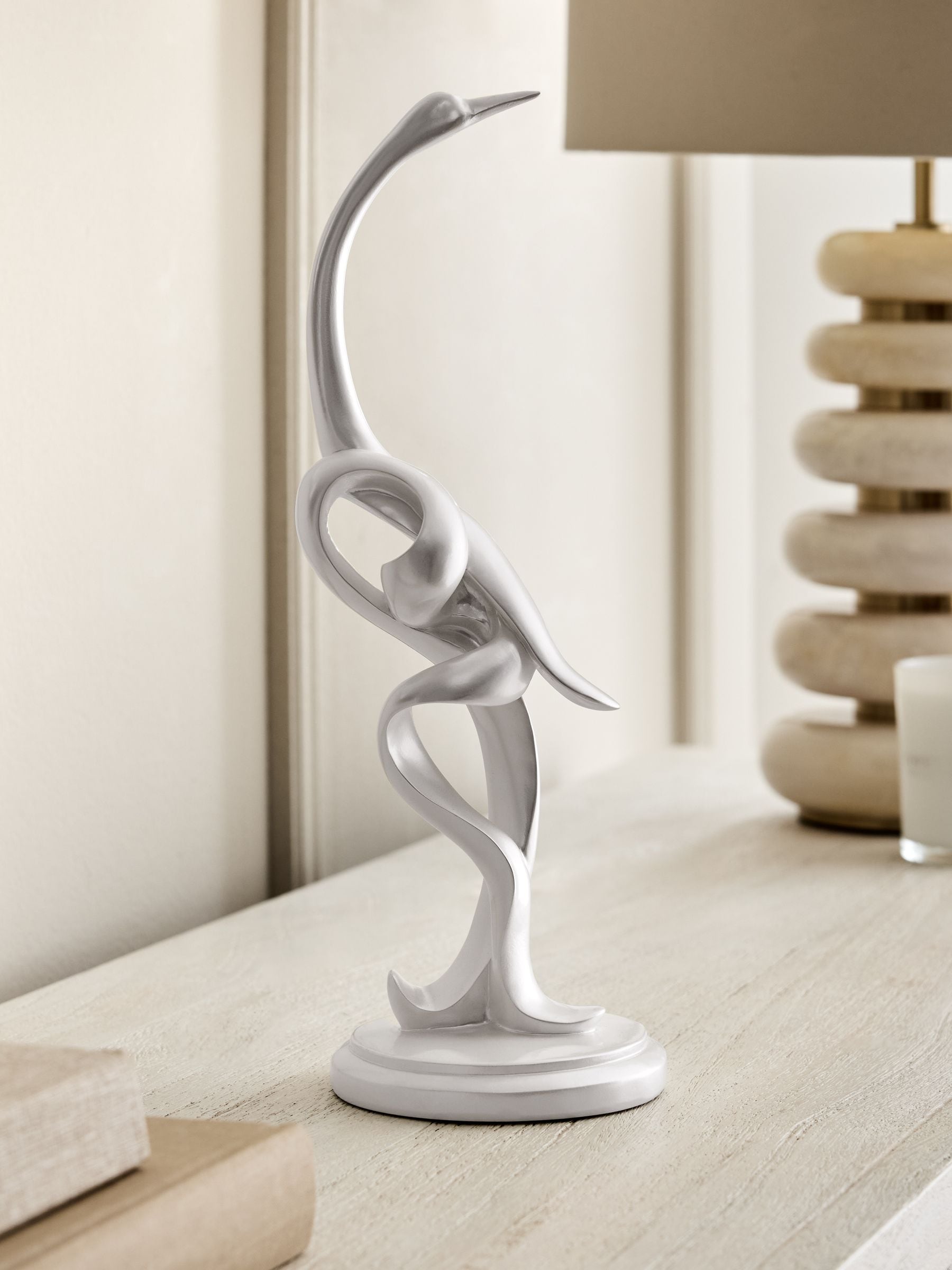 White Iridescent Ribbon Crane Ornament