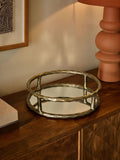 Decorative mirrored tray gold forged metal 8cm depth 32cm diameter, UK version