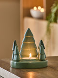 Green Christmas tree tea light holder, UK version