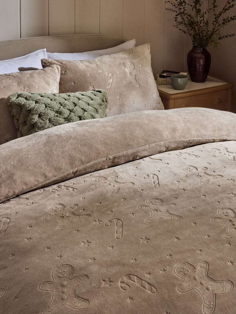 Christmas gingerbread fleece duvet cover set 260x220cm, imported from the UK