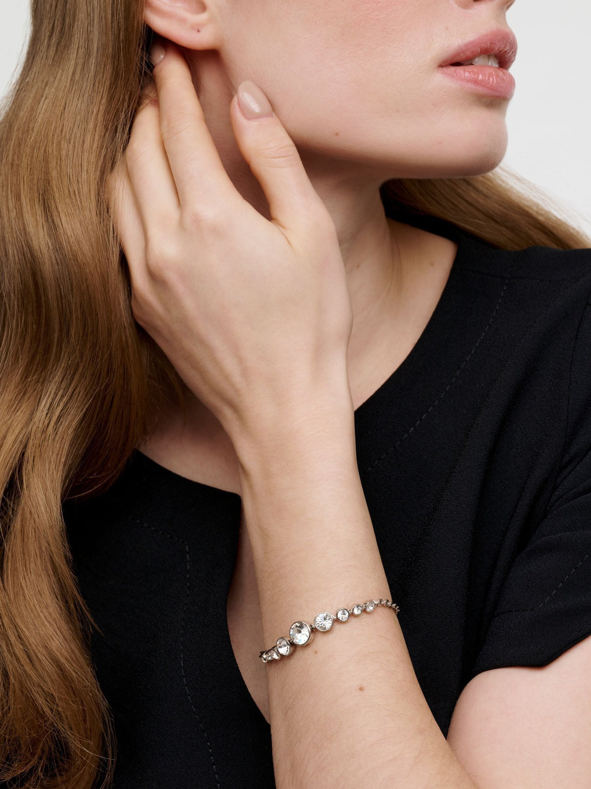 Karen Millen Crystal Flow Bracelet Silver Tone, UK version