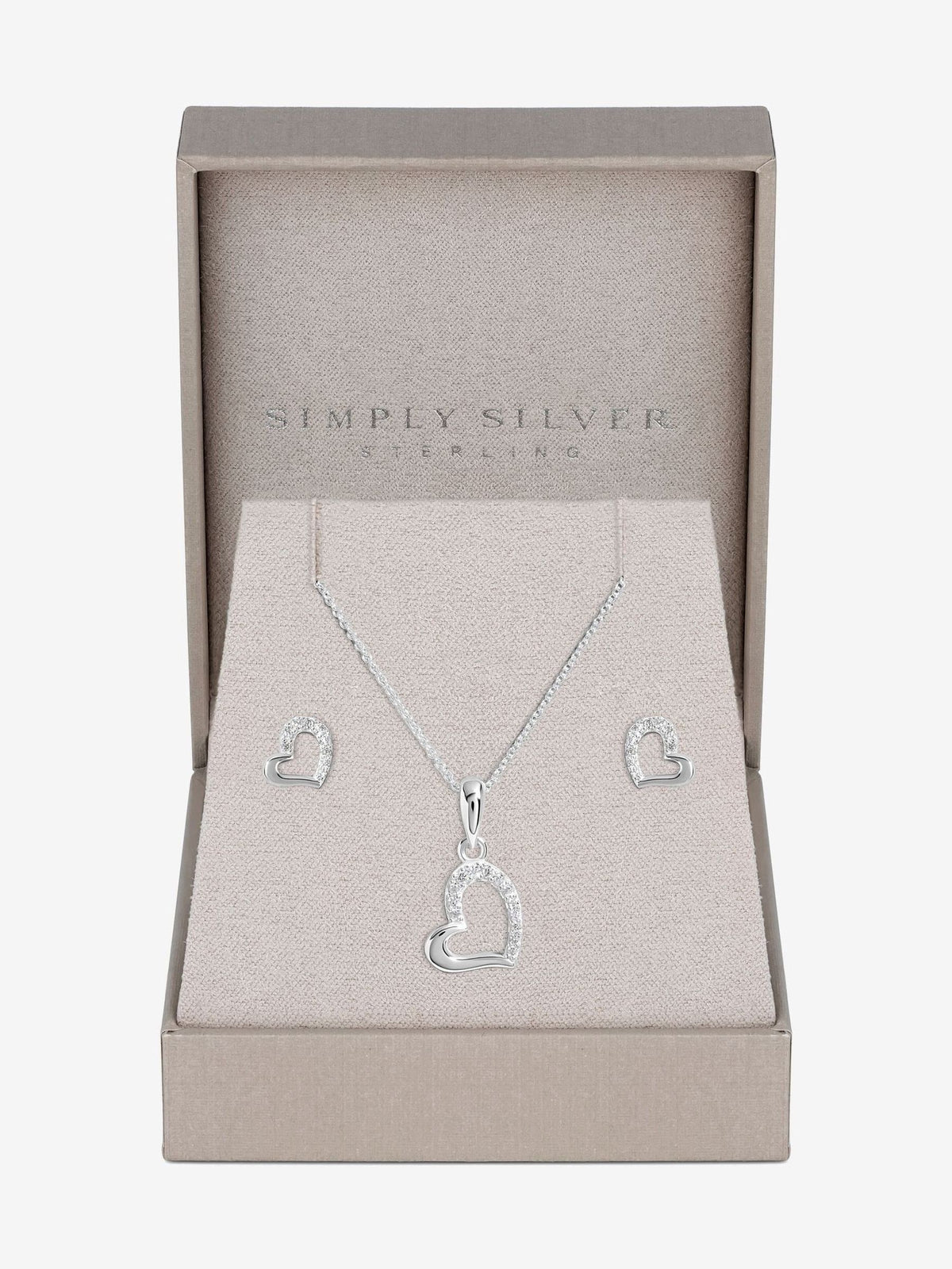 Sterling Silver and Cubic Zirconia Heart Jewellery Set - Gift Boxed