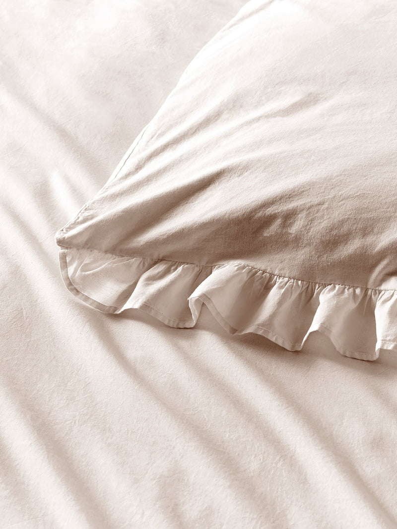 Appletree natural cassia ruffle duvet cover and pillowcase set - British product