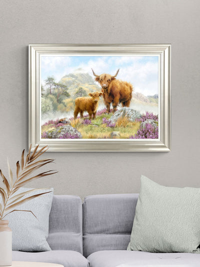 Artko Gold Highland Cows by Macneil Framed Wall Art 61x81cm