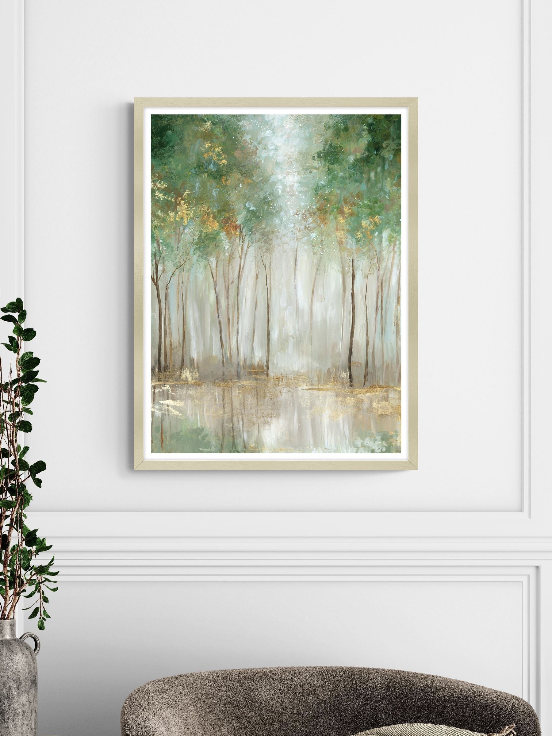 Artko Champagne Verdant Gold Woodland framed art - British product