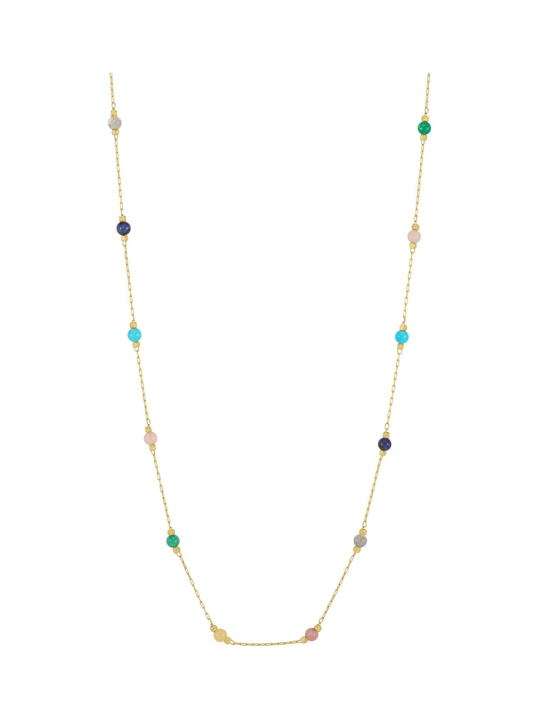 Estella Bartlett Pale Gold Tone Amazonite Paperlink Luck Necklace - British product