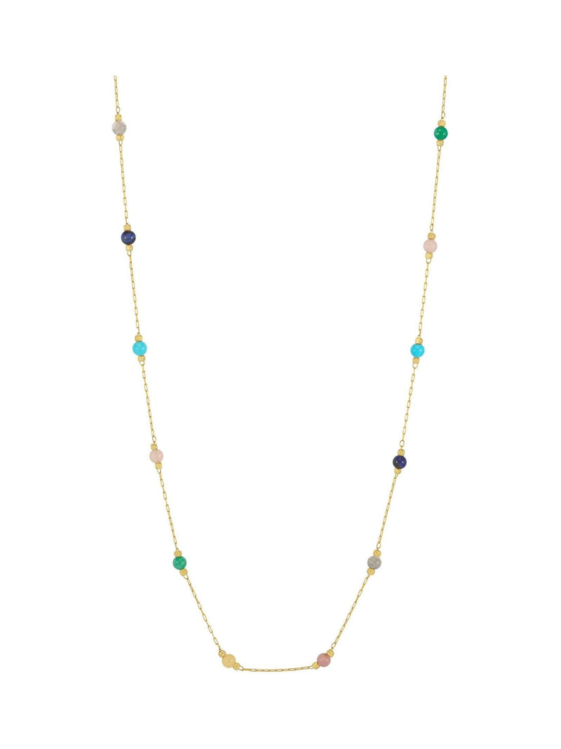 Estella Bartlett Pale Gold Tone Amazonite Paperlink Luck Necklace - British product