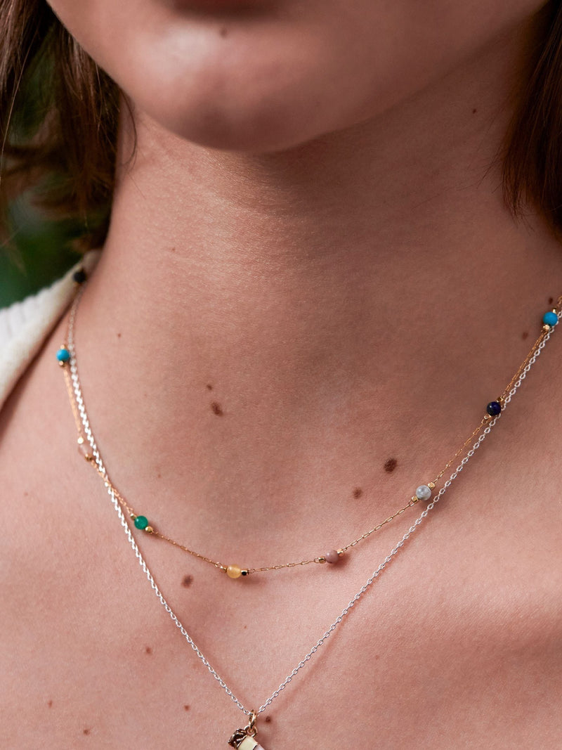 Estella Bartlett Pale Gold Tone Amazonite Paperlink Luck Necklace - British product