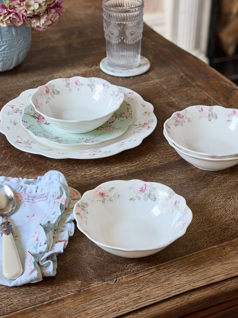 Shabby Chic by Rachel Ashwell floral print Rose Majesty cereal bowls set of 4 (British brand)