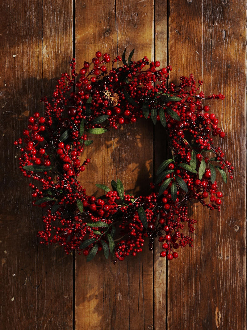 Laura Ashley Red 55cm Christmas Berry Wreath