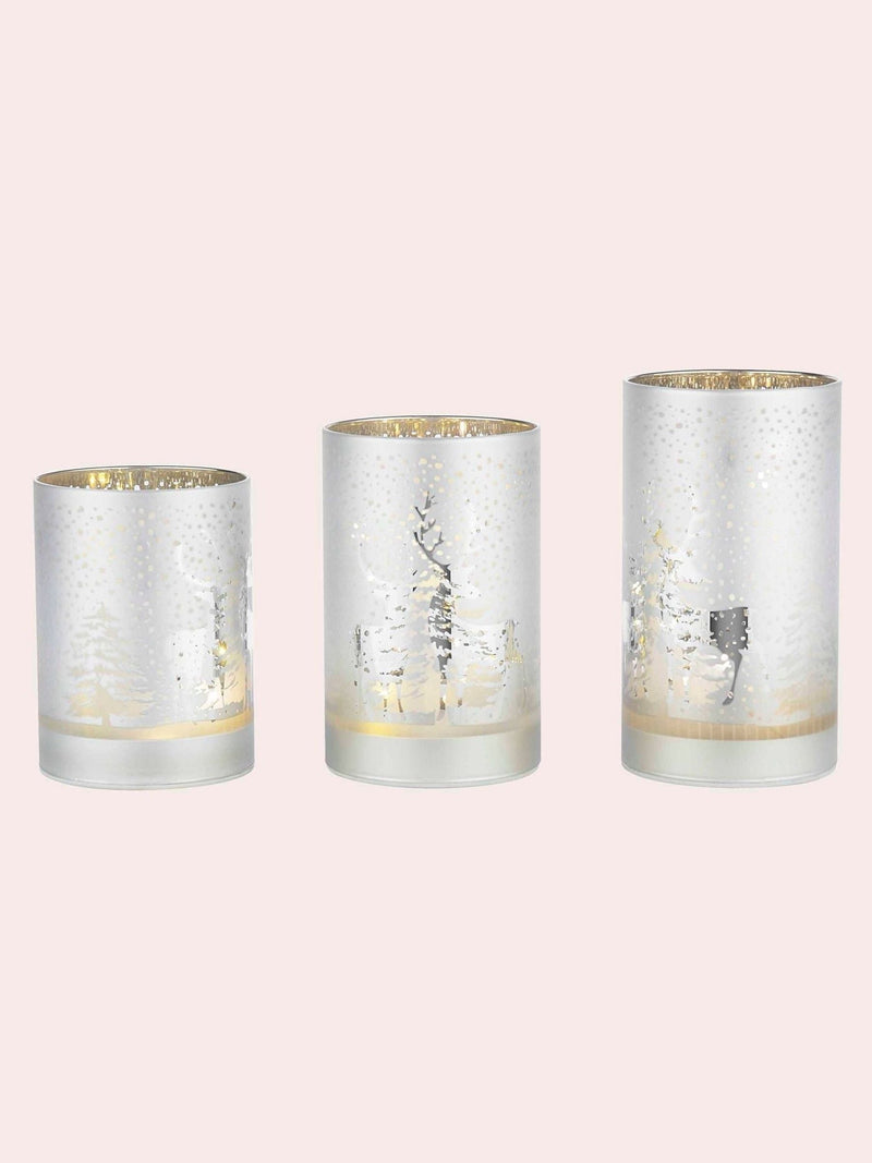 Laura Ashley silver tone frosted LED candles set of three, UK version