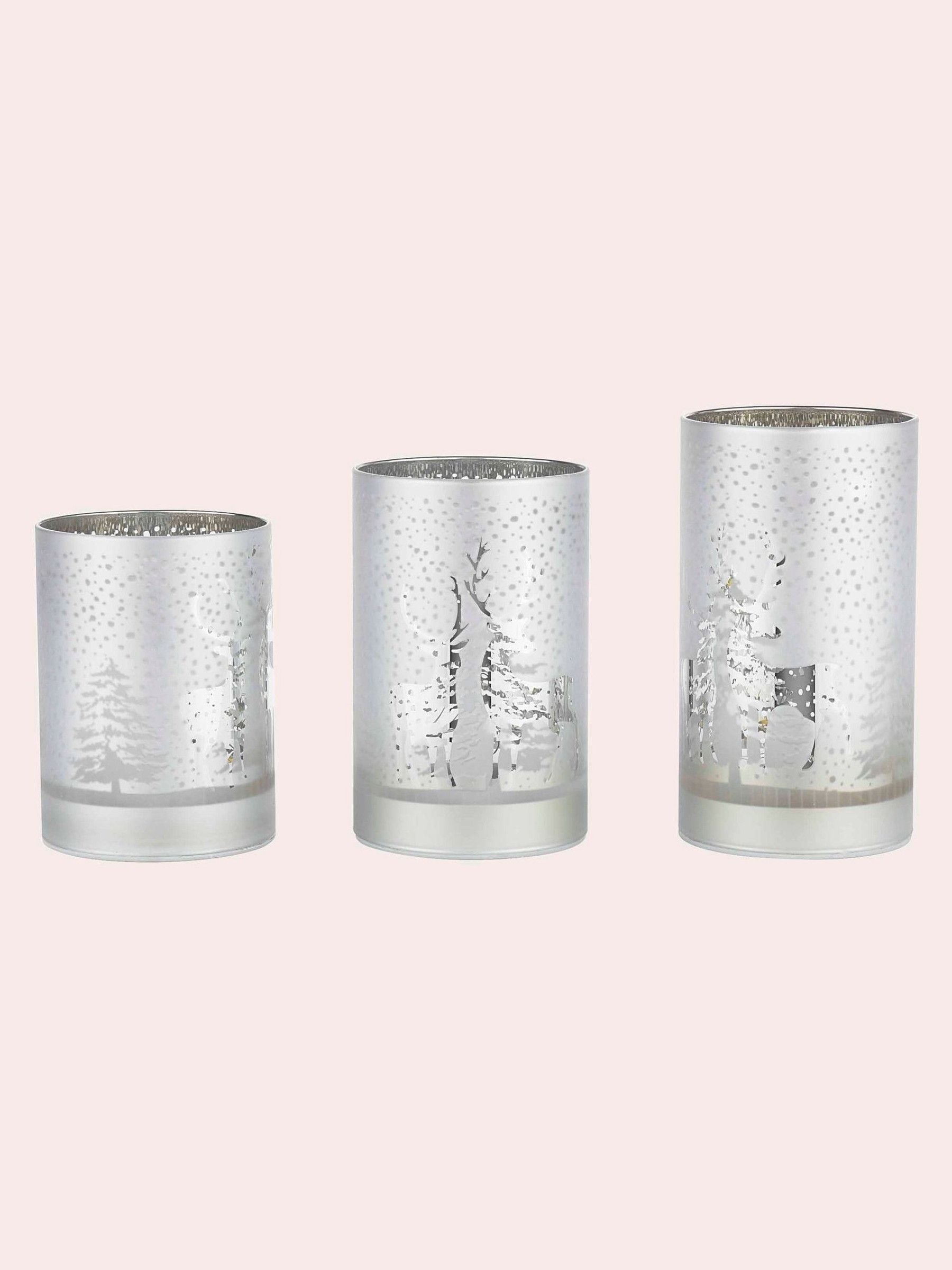 Laura Ashley silver tone frosted LED candles set of three, UK version