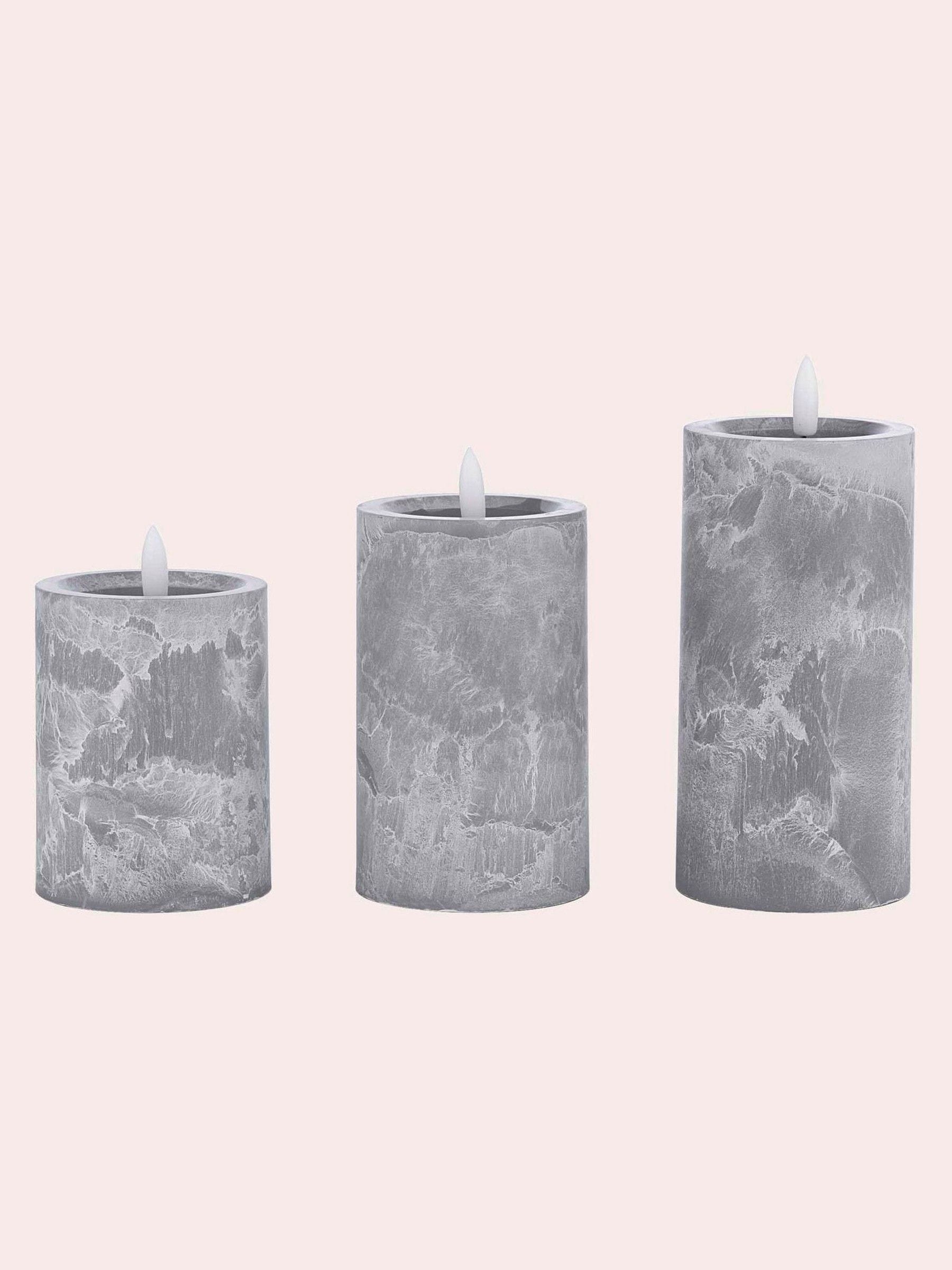 Laura Ashley grey stone effect LED candles set of three, UK version
