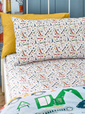 Catherine Lansfield Blue Digger Dreams fitted sheet - British product