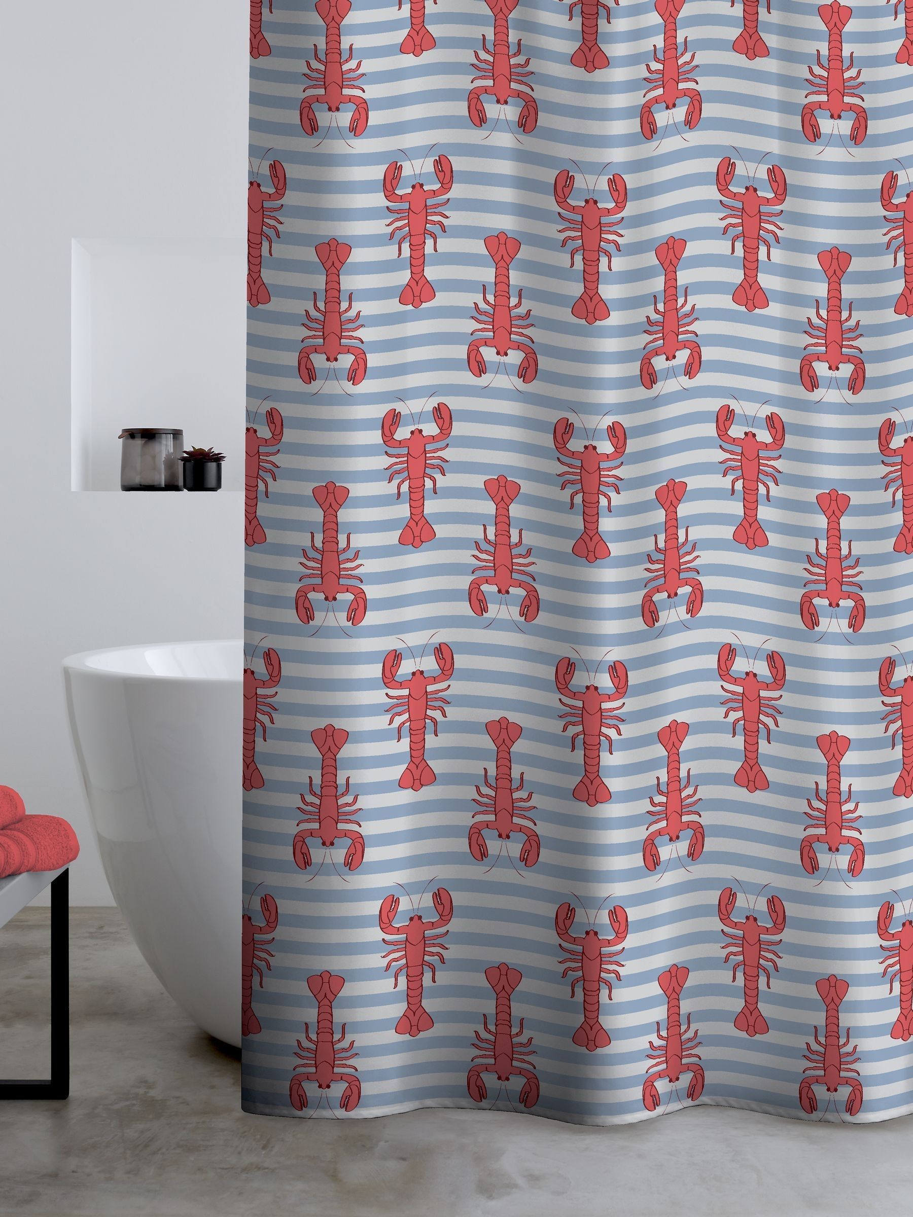 Catherine Lansfield Red Lobster shower curtain 180x180 cm - British product