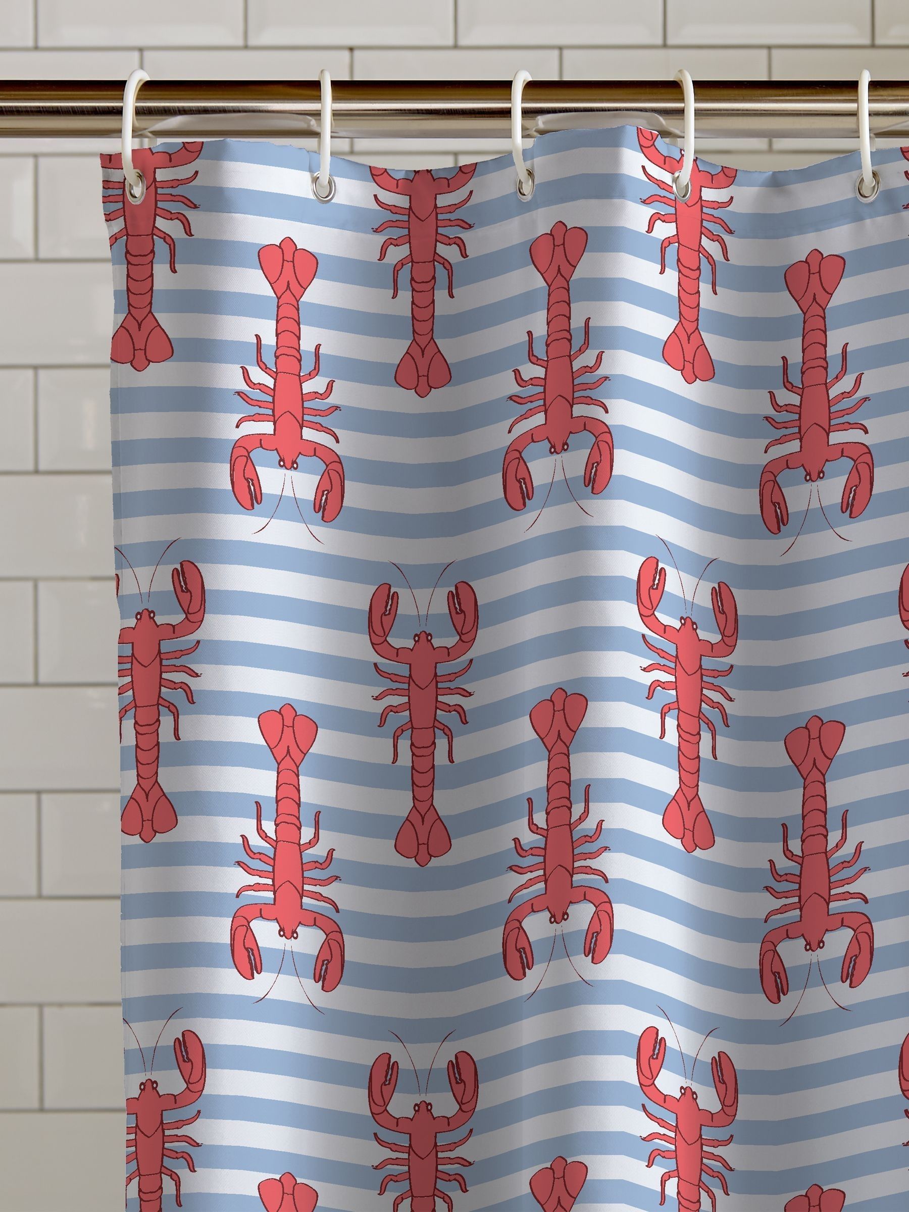 Catherine Lansfield Red Lobster shower curtain 180x180 cm - British product