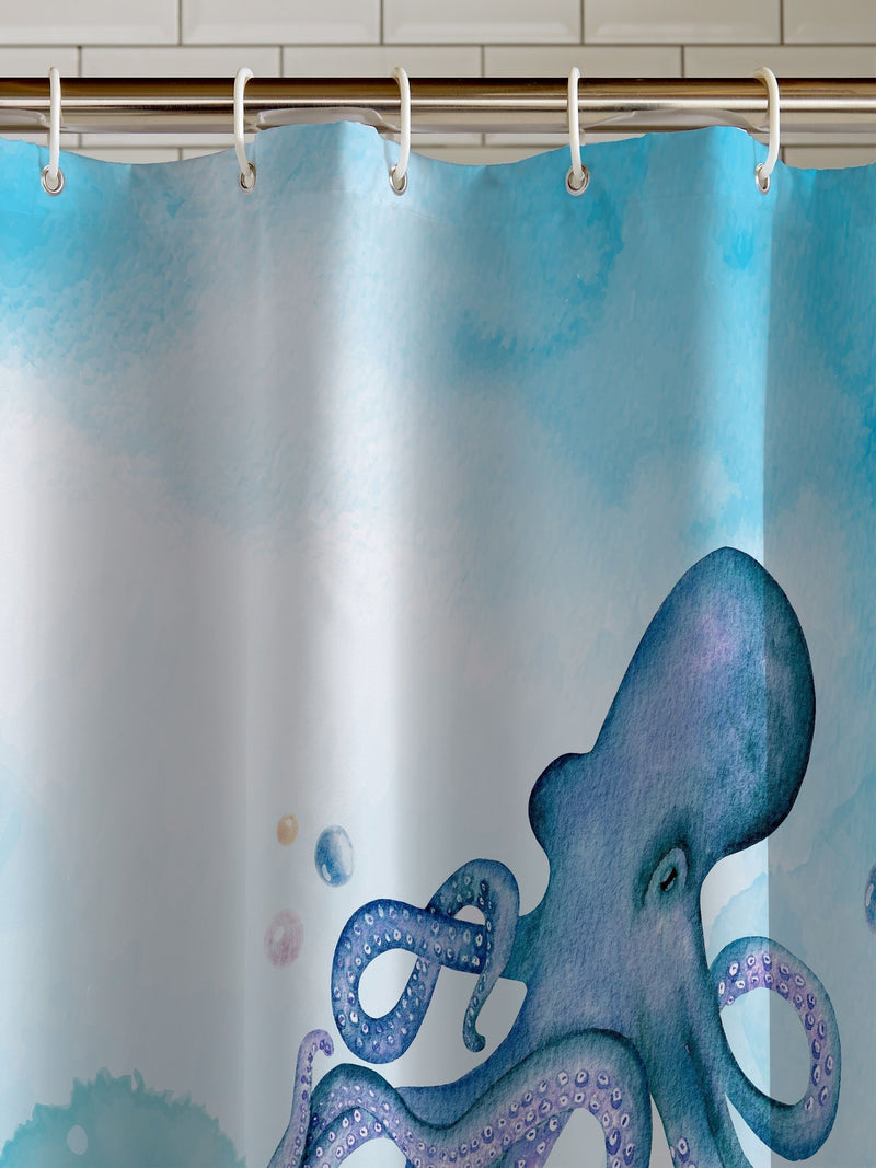 Catherine Lansfield Blue Octopus Shower Curtain Panel
