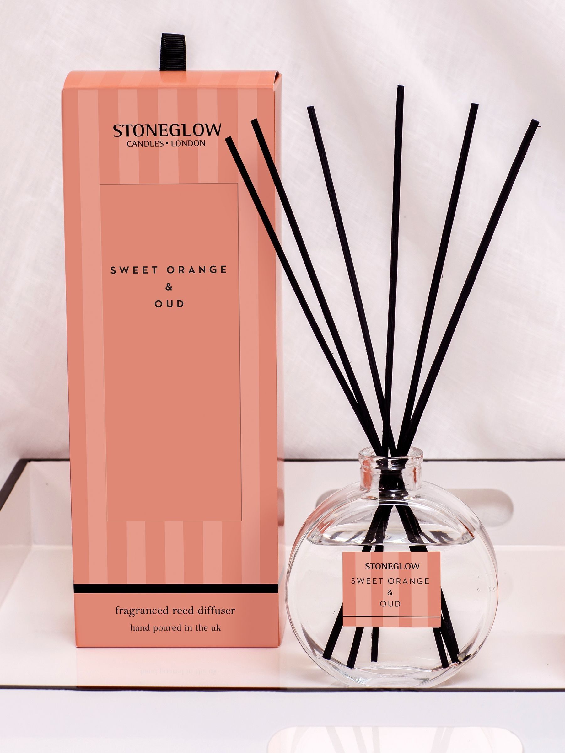 Stoneglow Sweet Orange and Oud reed diffuser (British brand)