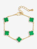 Jon Richard Green Jet Enamel Clover Bracelet 12mm x 178mm, UK version
