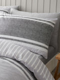 Catherine Lansfield charcoal textured banded stripe reversible duvet cover set - British product