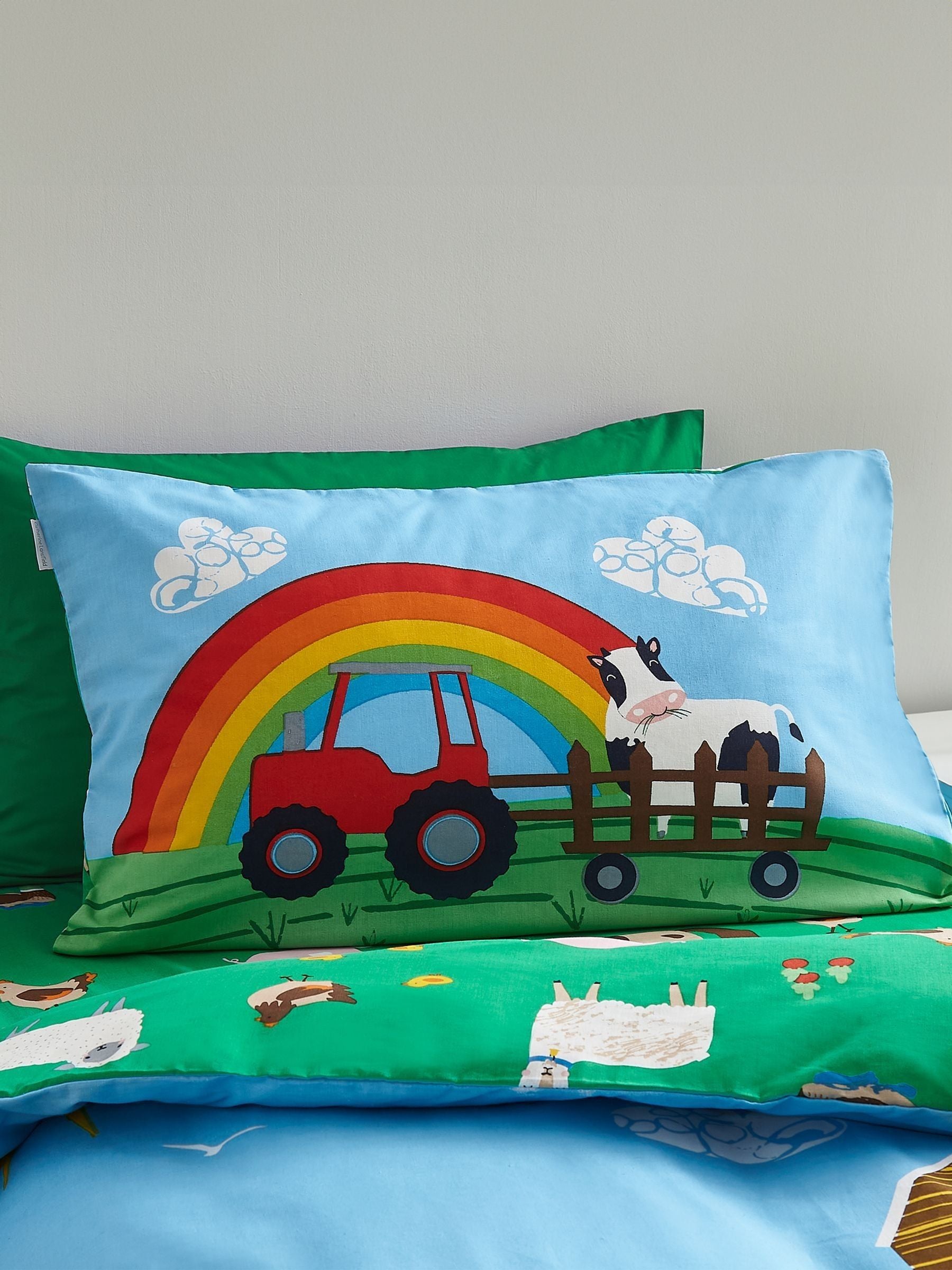 Catherine Lansfield blue farmyard animals print duvet cover set - British product
