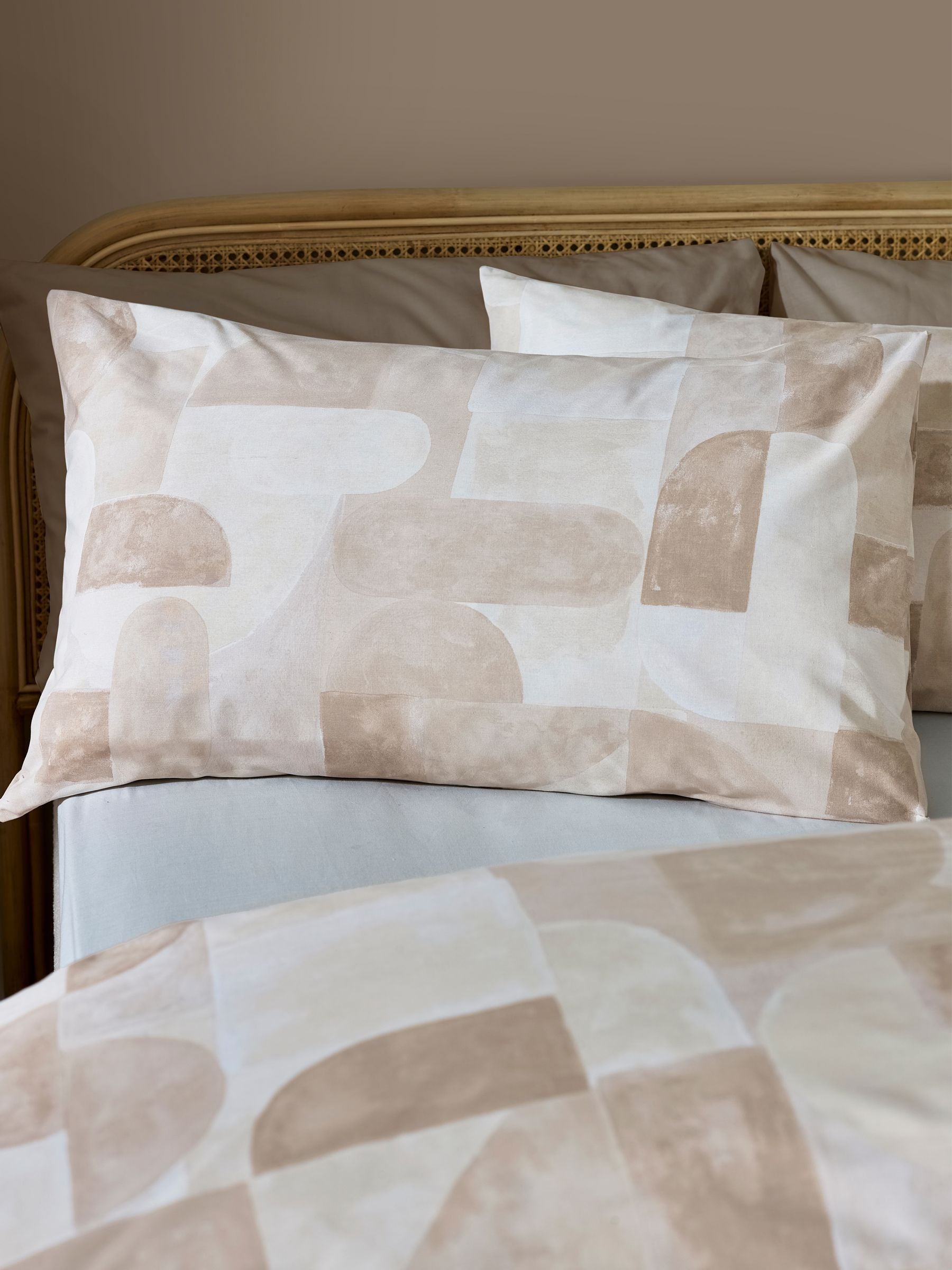 Catherine Lansfield Natural Sloane Geo Reversible Duvet Cover Set