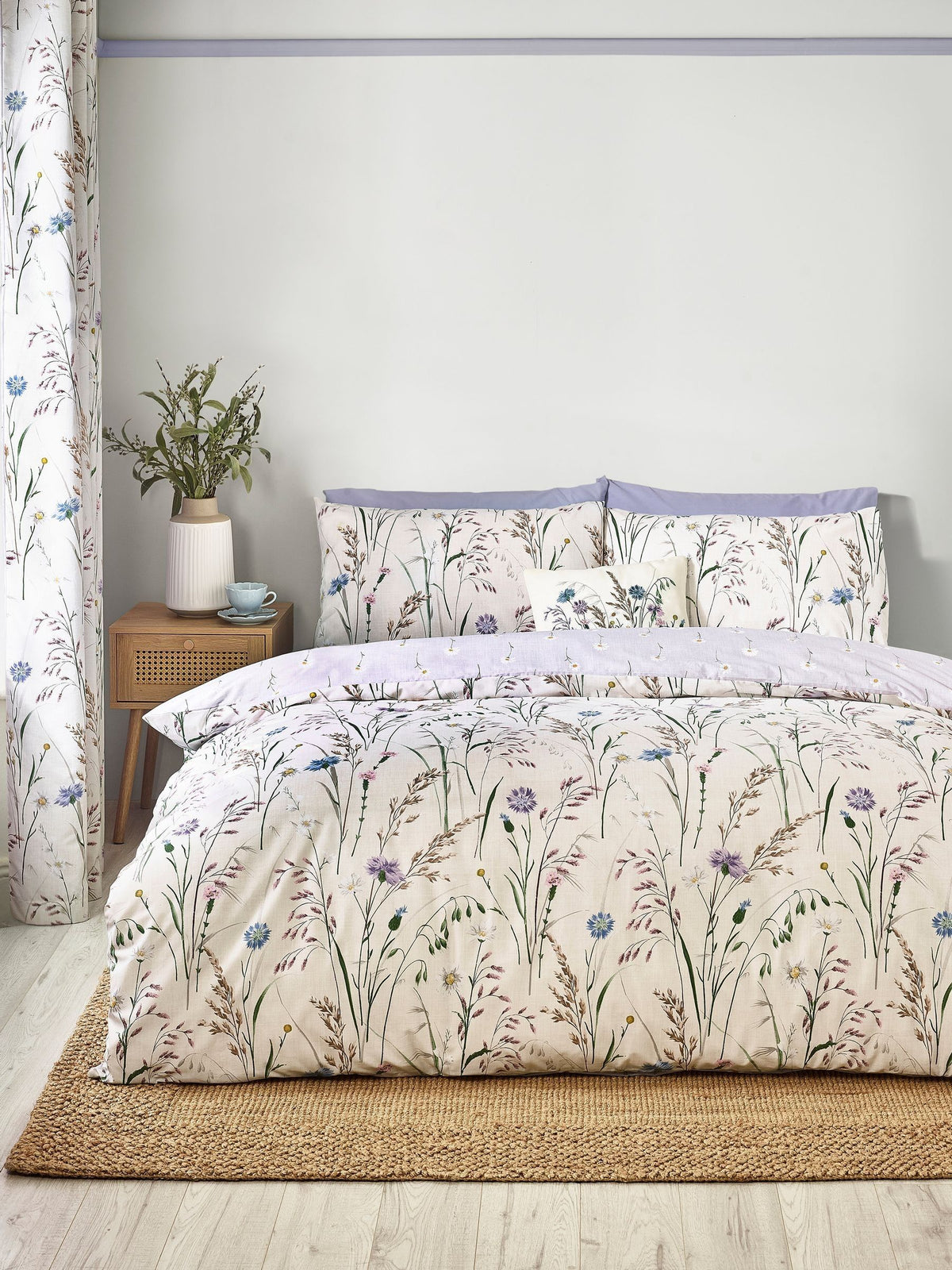 Catherine Lansfield Purple Grasmere Floral Reversible Duvet Cover Set